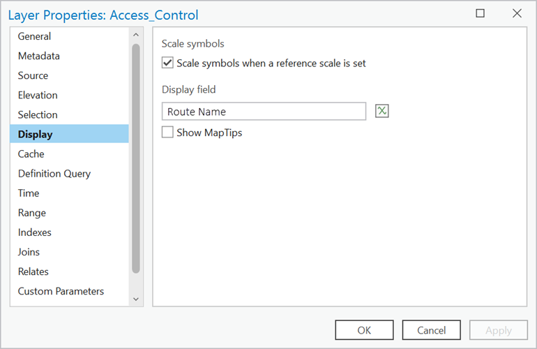 Setting the display field Setting the display field