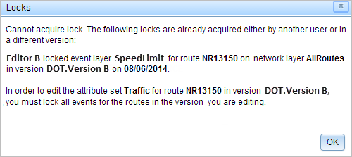 Event lock acquired by another user Event lock acquired by another user
